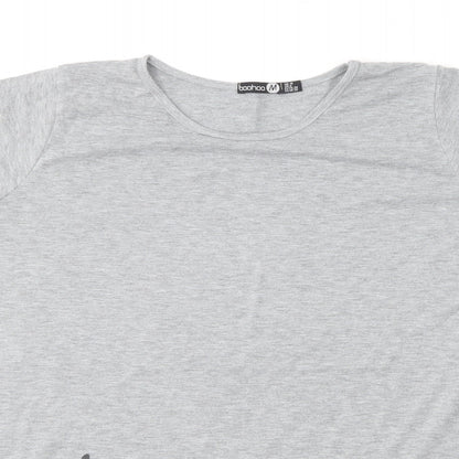 Boohoo Womens Grey  Polyester Basic T-Shirt Size 10 Round Neck - Mini Me