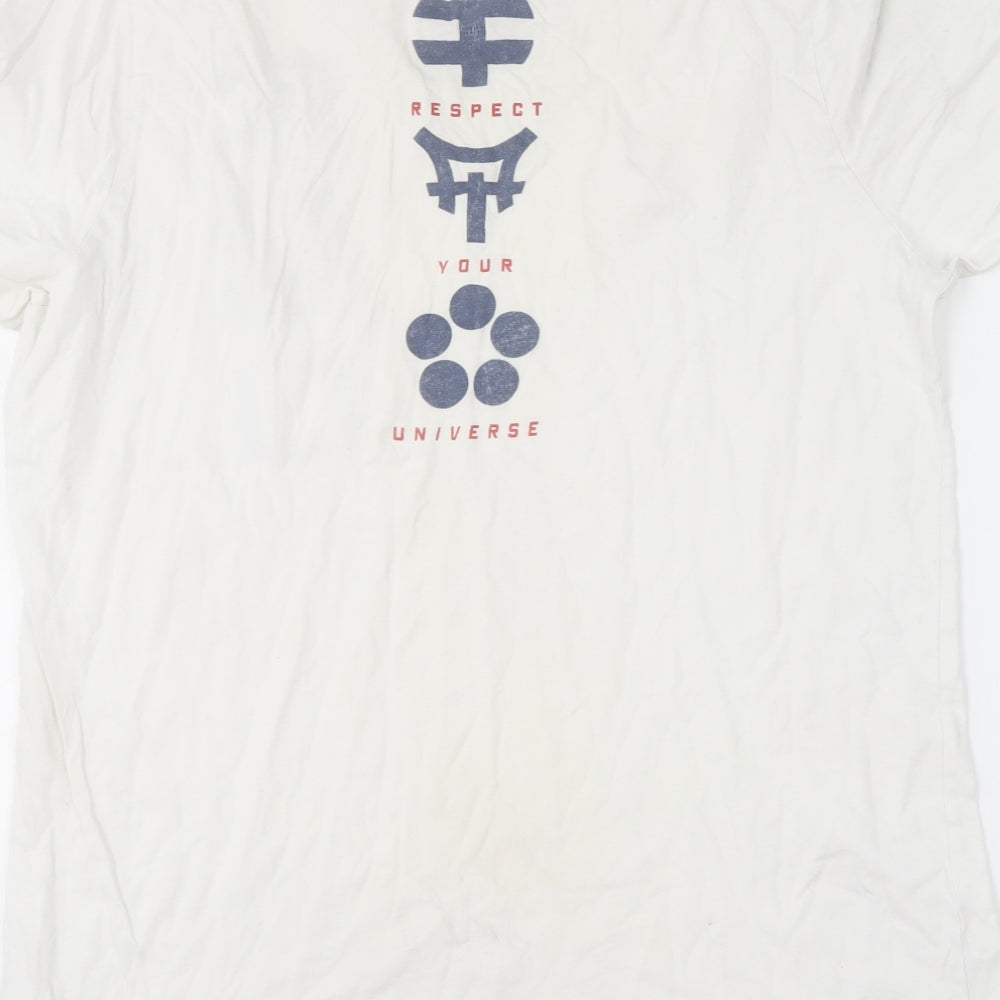 Respect Your Universe Mens White  Cotton  T-Shirt Size L Round Neck