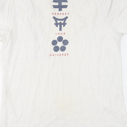 Respect Your Universe Mens White  Cotton  T-Shirt Size L Round Neck