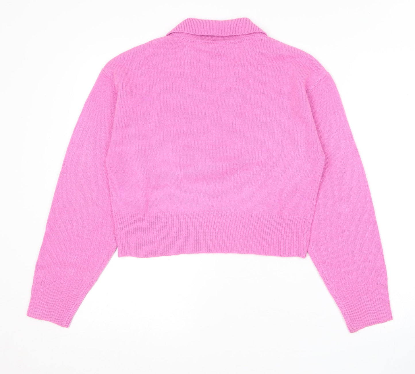 H&M Womens Pink Collared  Acrylic Pullover Jumper Size S