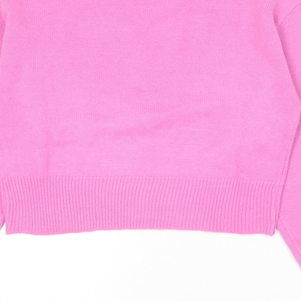 H&M Womens Pink Collared  Acrylic Pullover Jumper Size S
