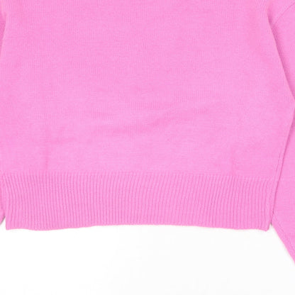 H&M Womens Pink Collared  Acrylic Pullover Jumper Size S
