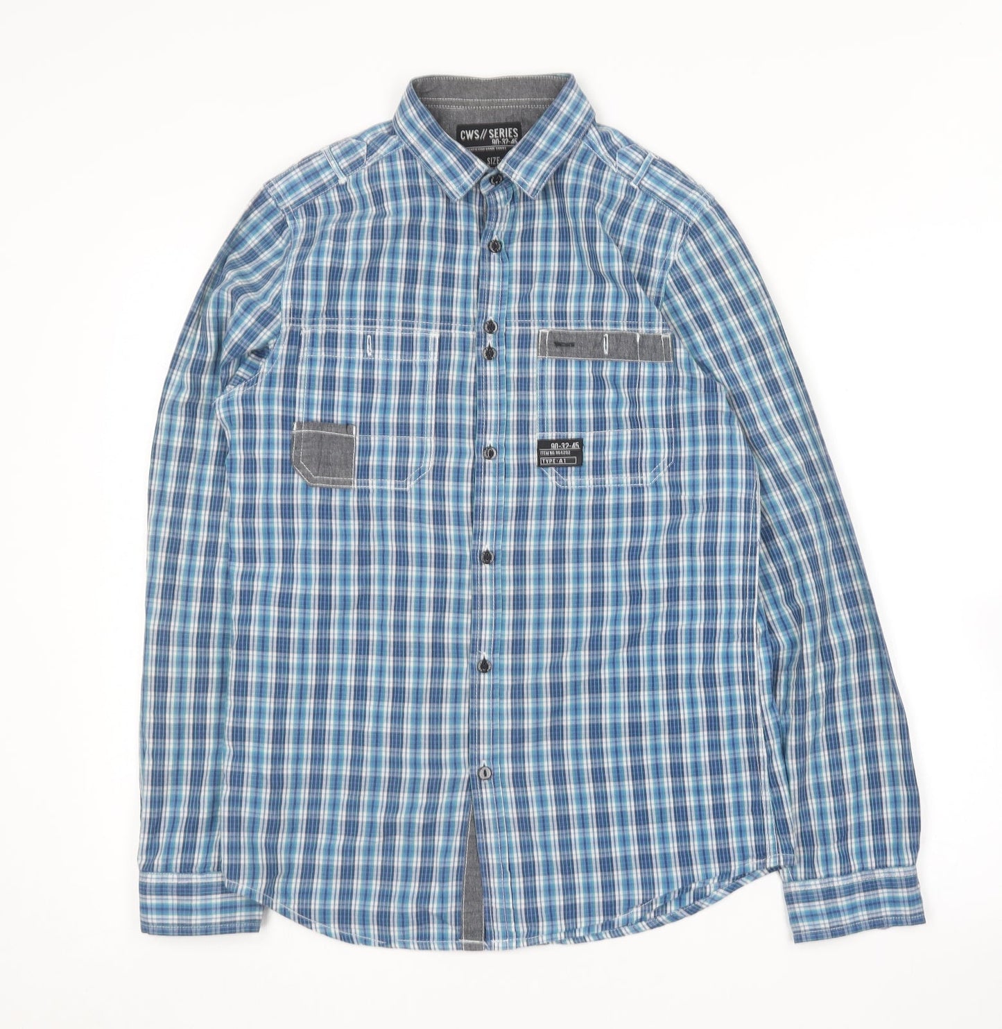 Mens UK Size S Core Series Blue  Button-Up Long Sleeve Casual Shirt