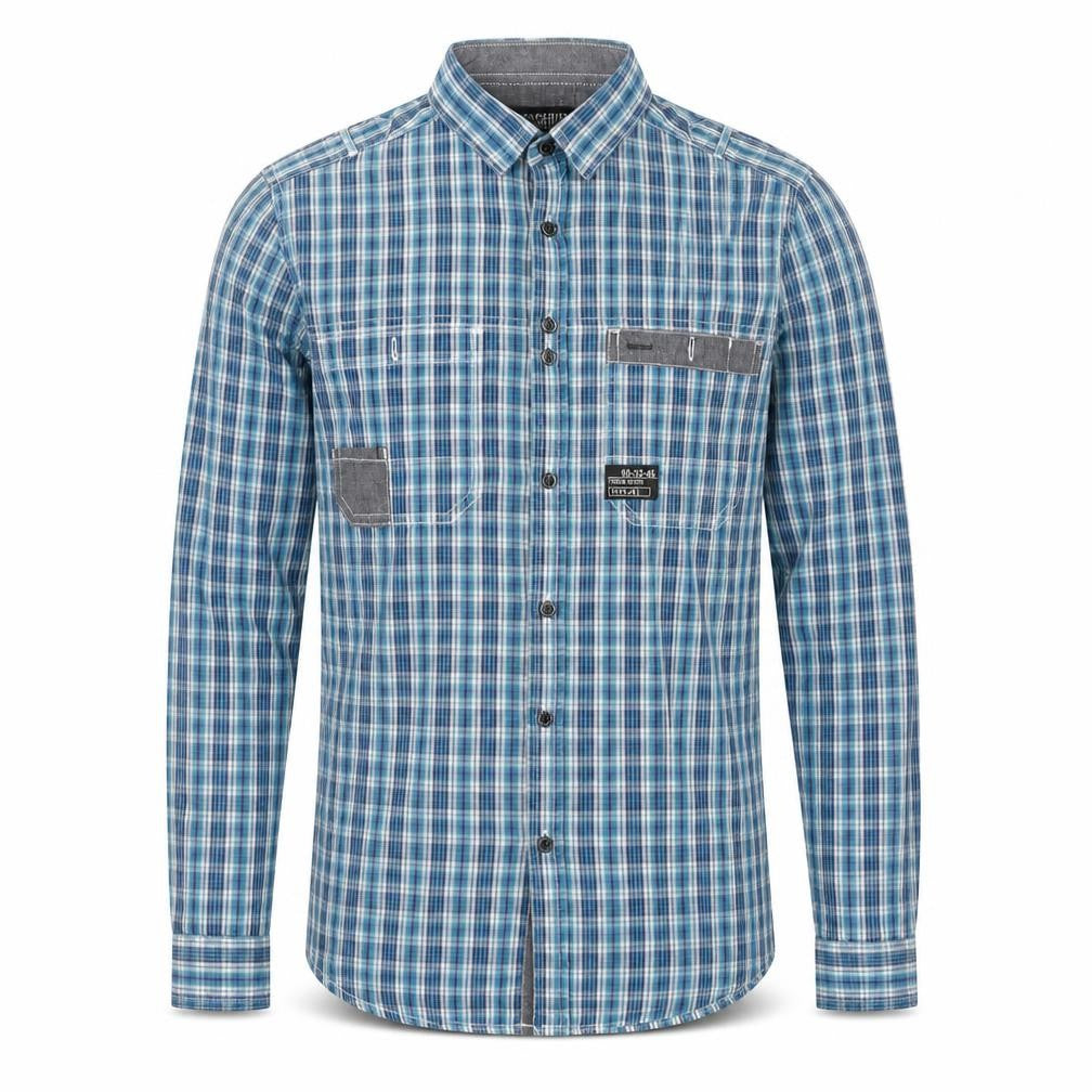 Mens UK Size S Core Series Blue  Button-Up Long Sleeve Casual Shirt