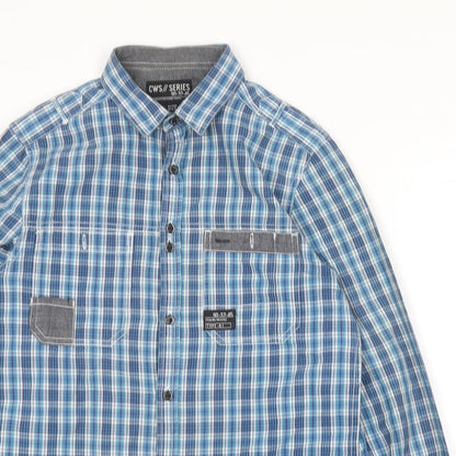Mens UK Size S Core Series Blue  Button-Up Long Sleeve Casual Shirt