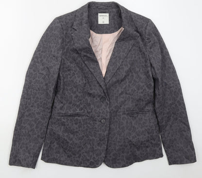 Sanwich Womens Grey Animal Print Cotton Jacket Suit Jacket Size 12