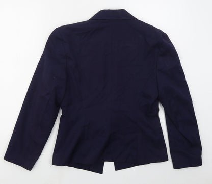 Equation Womens Blue  Polyester Jacket Blazer Size 12