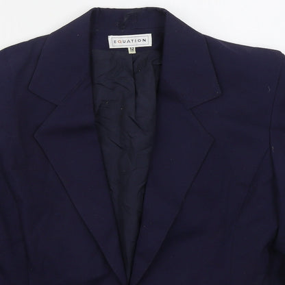 Equation Womens Blue  Polyester Jacket Blazer Size 12