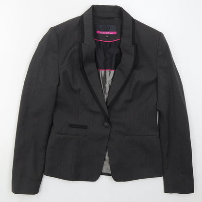 NEXT Womens Grey Striped Polyester Jacket Suit Jacket Size 12
