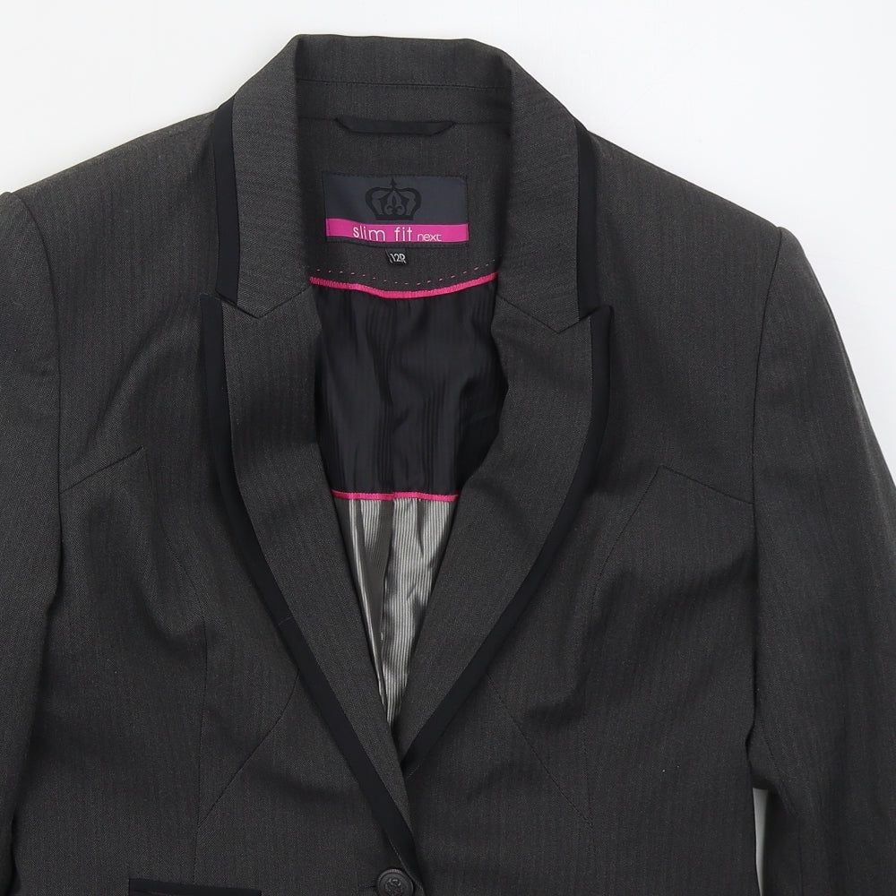 NEXT Womens Grey Striped Polyester Jacket Suit Jacket Size 12