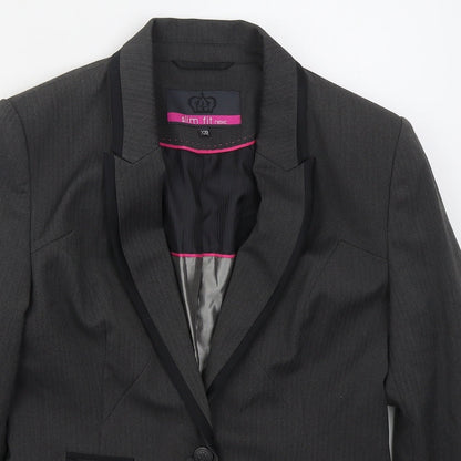 NEXT Womens Grey Striped Polyester Jacket Suit Jacket Size 12