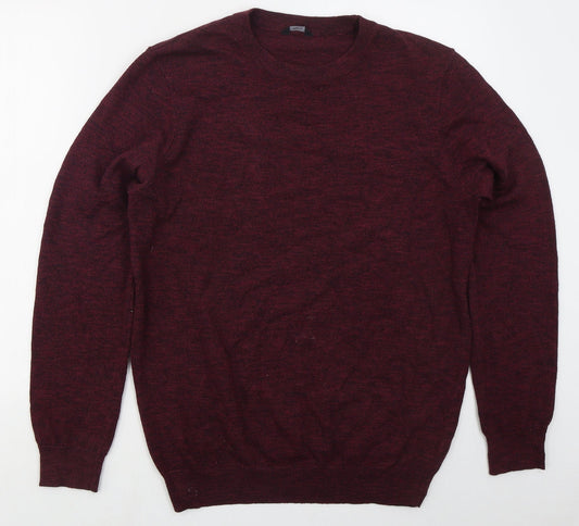M&Co Mens Red Crew Neck  Cotton Pullover Jumper Size M