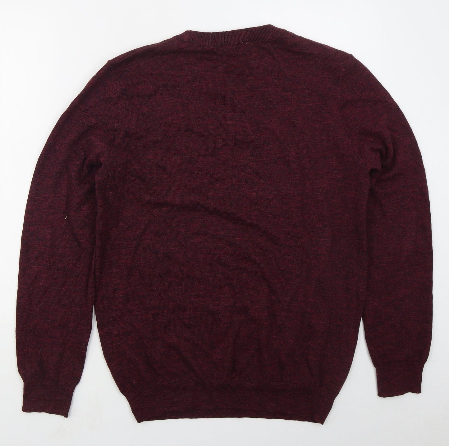 M&Co Mens Red Crew Neck  Cotton Pullover Jumper Size M