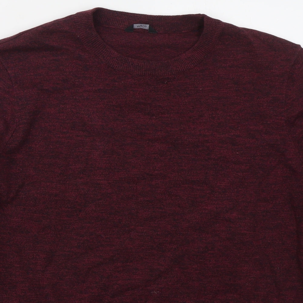 M&Co Mens Red Crew Neck  Cotton Pullover Jumper Size M