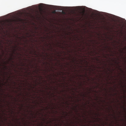 M&Co Mens Red Crew Neck  Cotton Pullover Jumper Size M