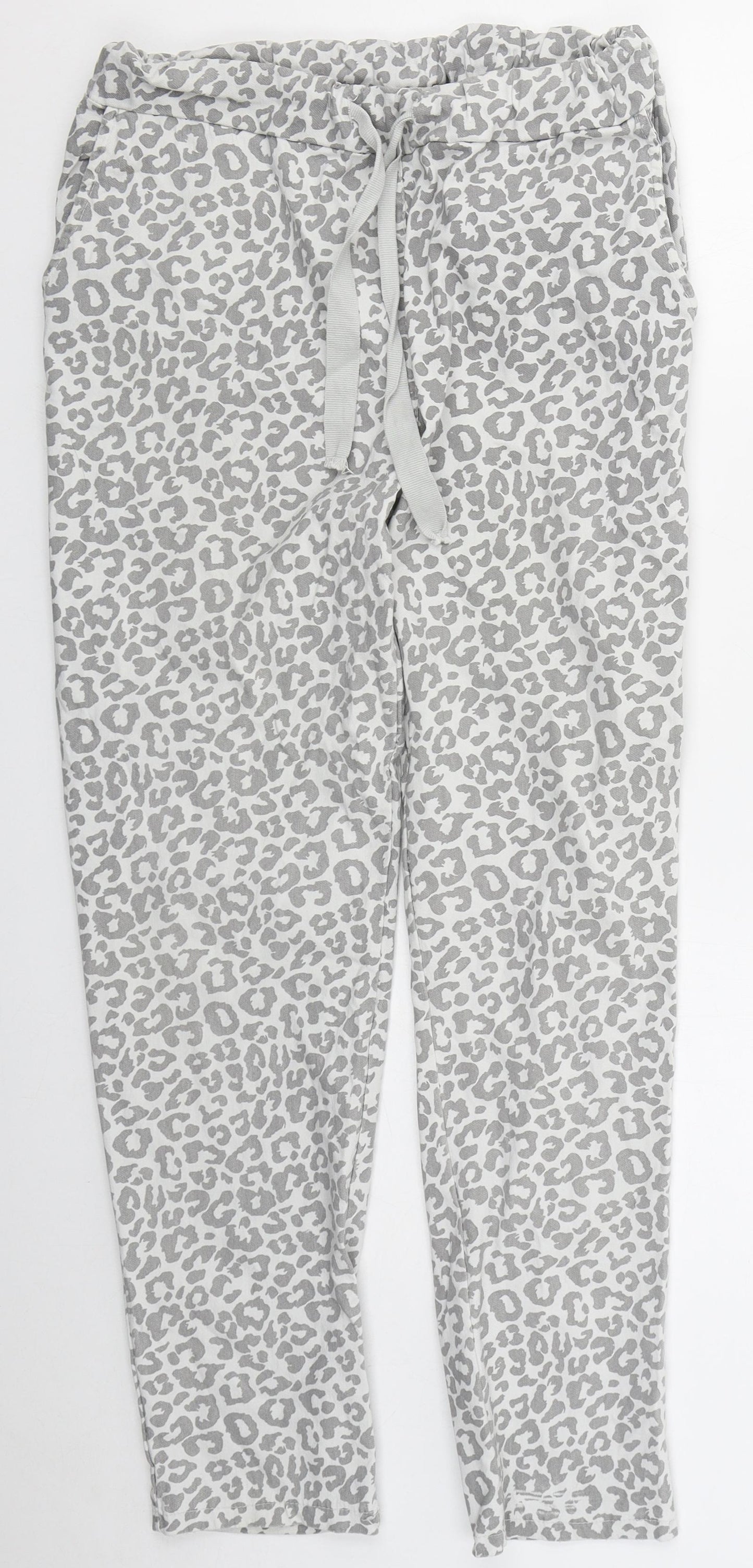 Preworn Womens Grey Animal Print Viscose Tapered Jeans Size 28 in L27 in Regular Drawstring