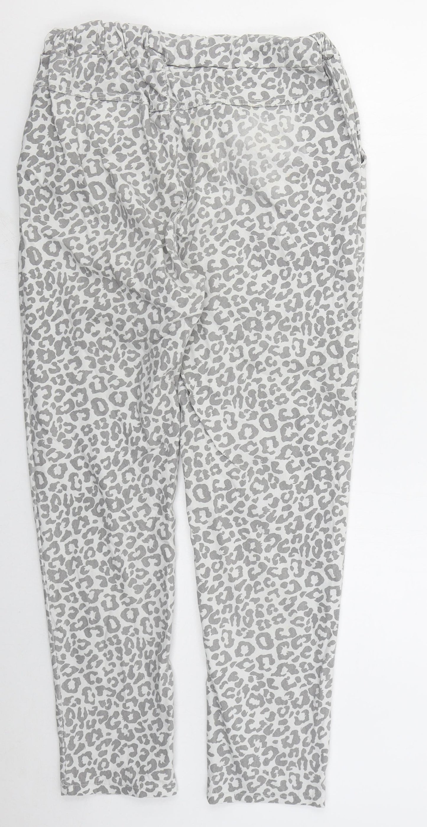 Preworn Womens Grey Animal Print Viscose Tapered Jeans Size 28 in L27 in Regular Drawstring