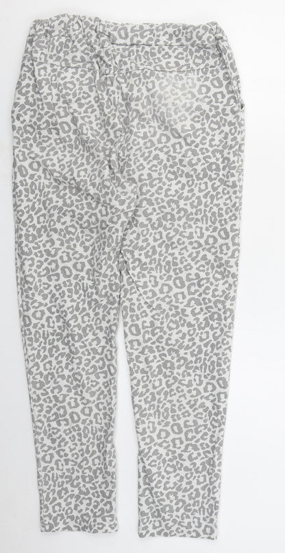 Preworn Womens Grey Animal Print Viscose Tapered Jeans Size 28 in L27 in Regular Drawstring
