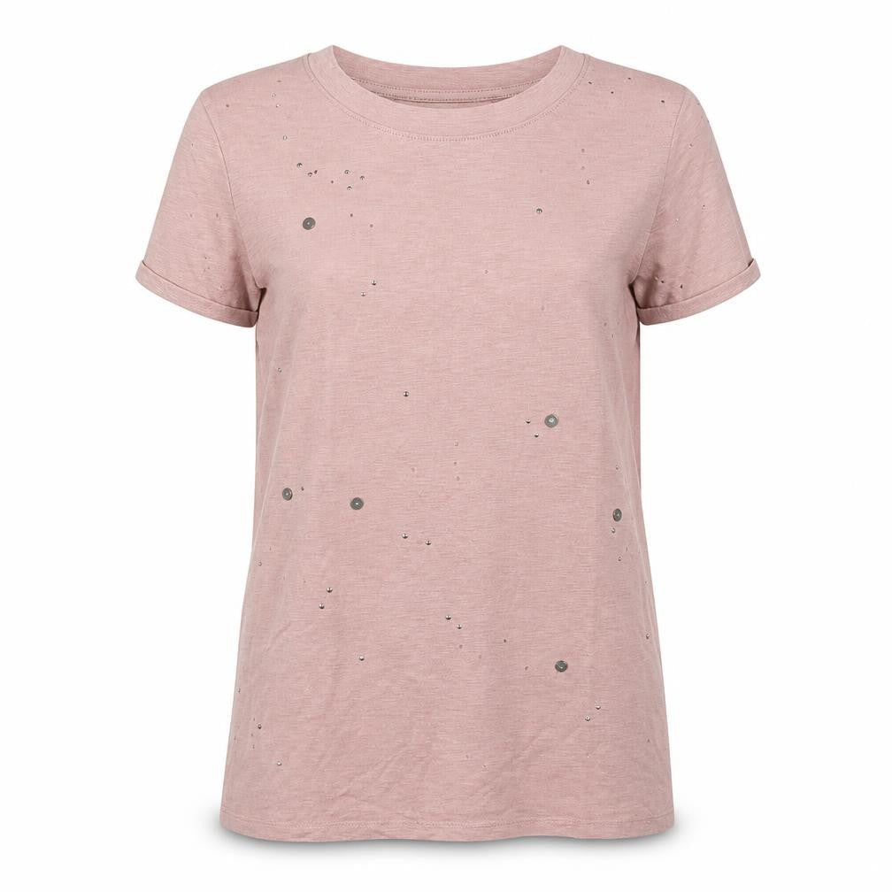 NEXT Womens Pink  Cotton Basic T-Shirt Size 8 Round Neck - hole pattern detail