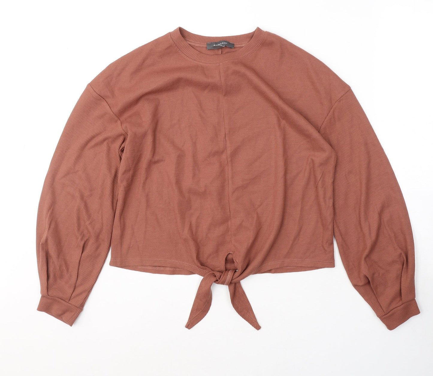 Primark Womens Brown  Polyester Jersey T-Shirt Size 6 Round Neck