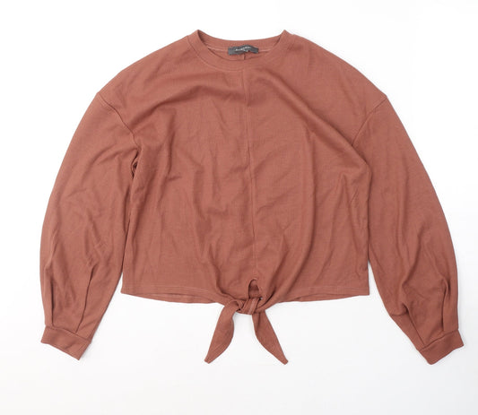 Primark Womens Brown  Polyester Jersey T-Shirt Size 6 Round Neck