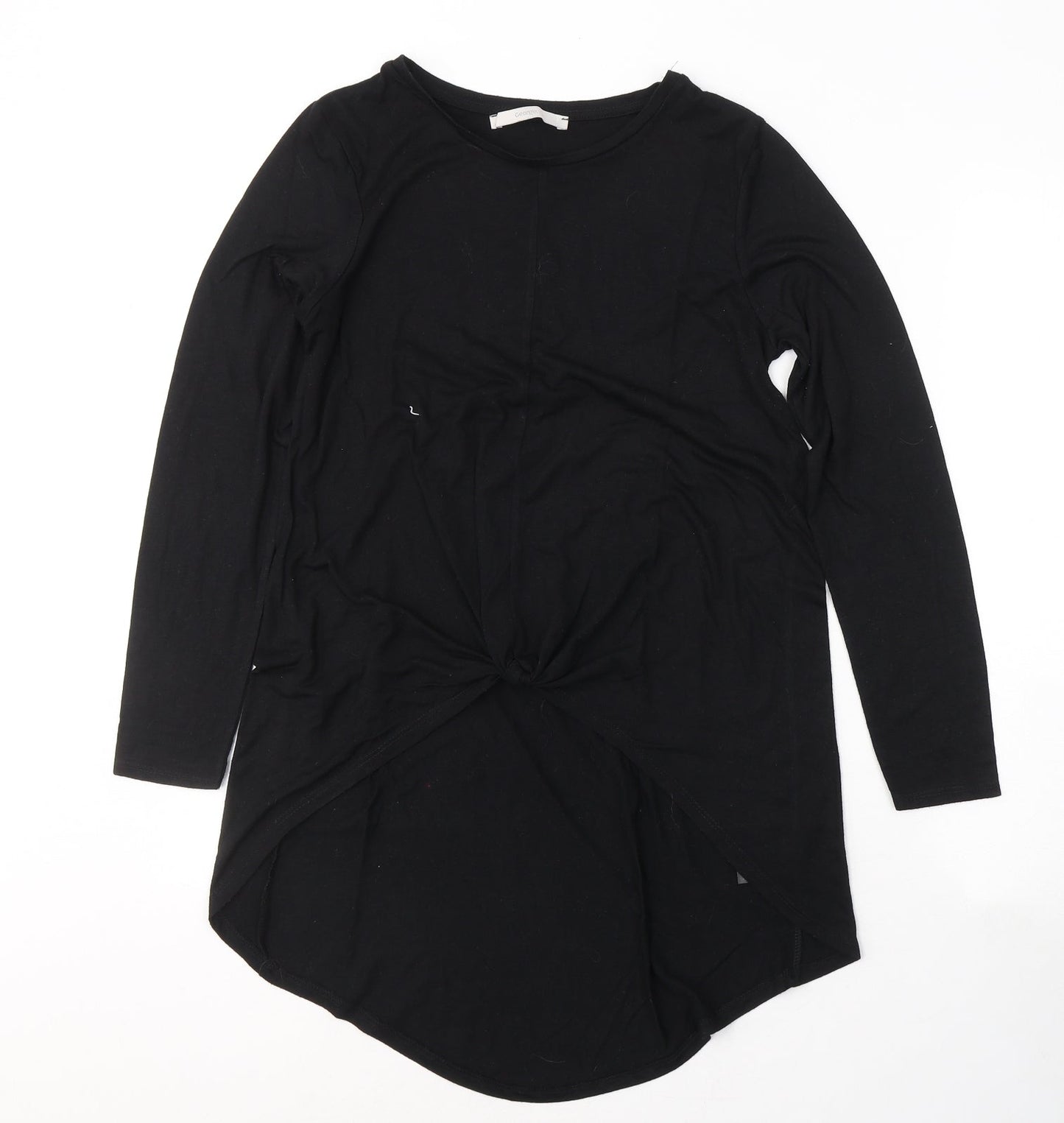 George Womens Black  Polyester Tunic T-Shirt Size 8 Round Neck - knot detail