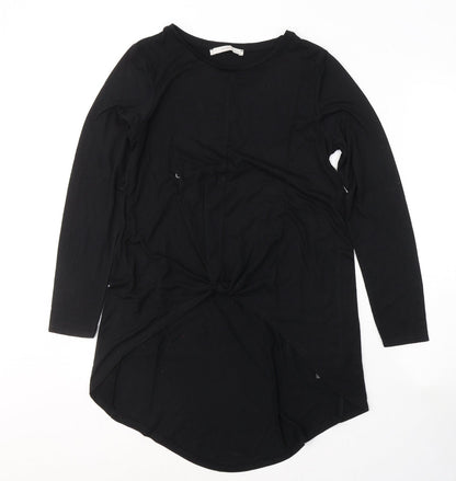 George Womens Black  Polyester Tunic T-Shirt Size 8 Round Neck - knot detail