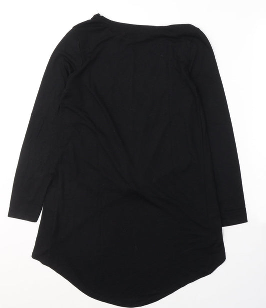 George Womens Black  Polyester Tunic T-Shirt Size 8 Round Neck - knot detail