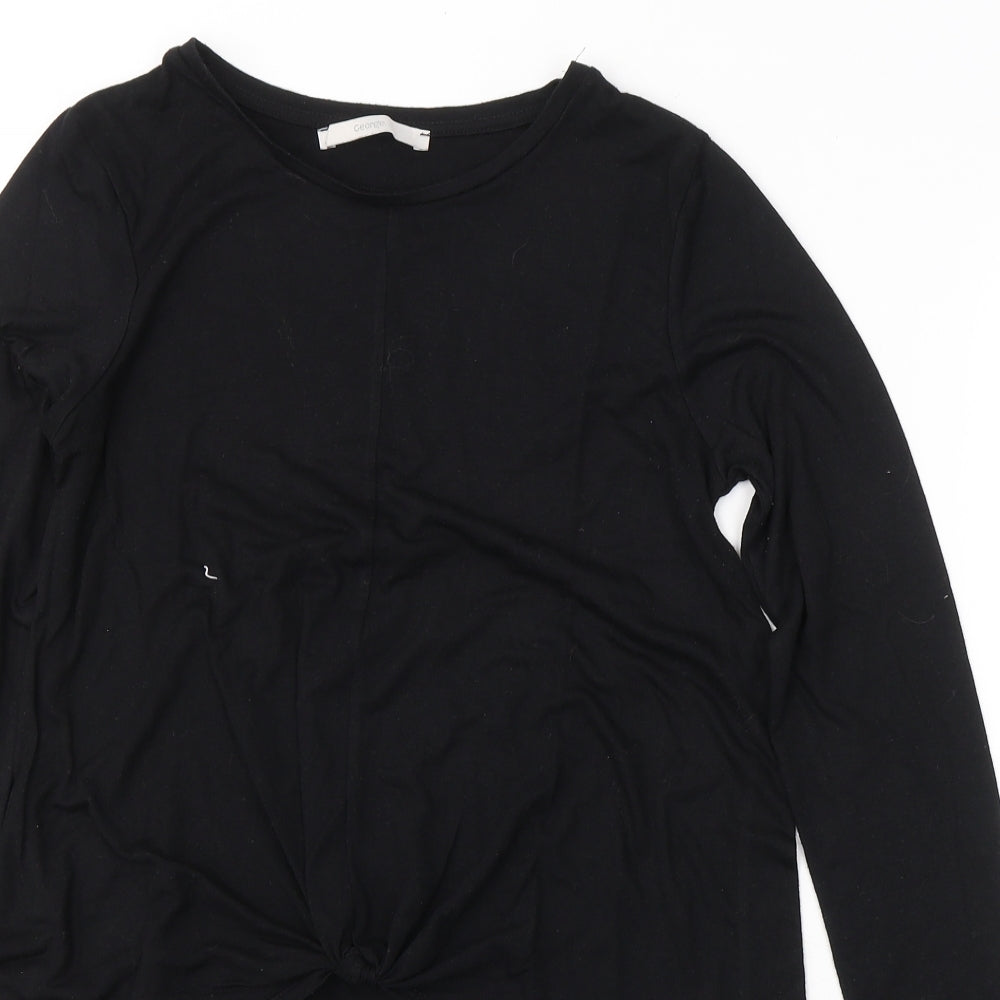 George Womens Black  Polyester Tunic T-Shirt Size 8 Round Neck - knot detail