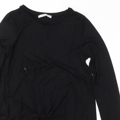 George Womens Black  Polyester Tunic T-Shirt Size 8 Round Neck - knot detail