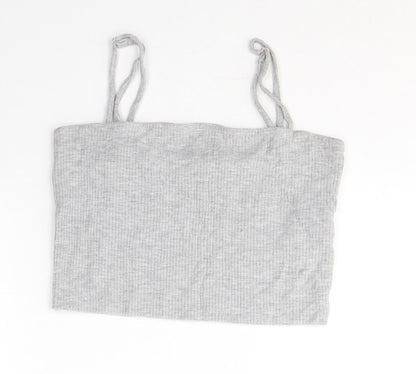 FACTORIE Womens Grey  Viscose Cropped Tank Size S Square Neck