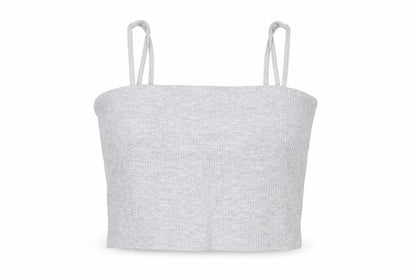 FACTORIE Womens Grey  Viscose Cropped Tank Size S Square Neck