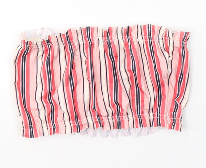 Boohoo Womens Pink Striped Polyester Cropped Blouse Size 8 Off the Shoulder