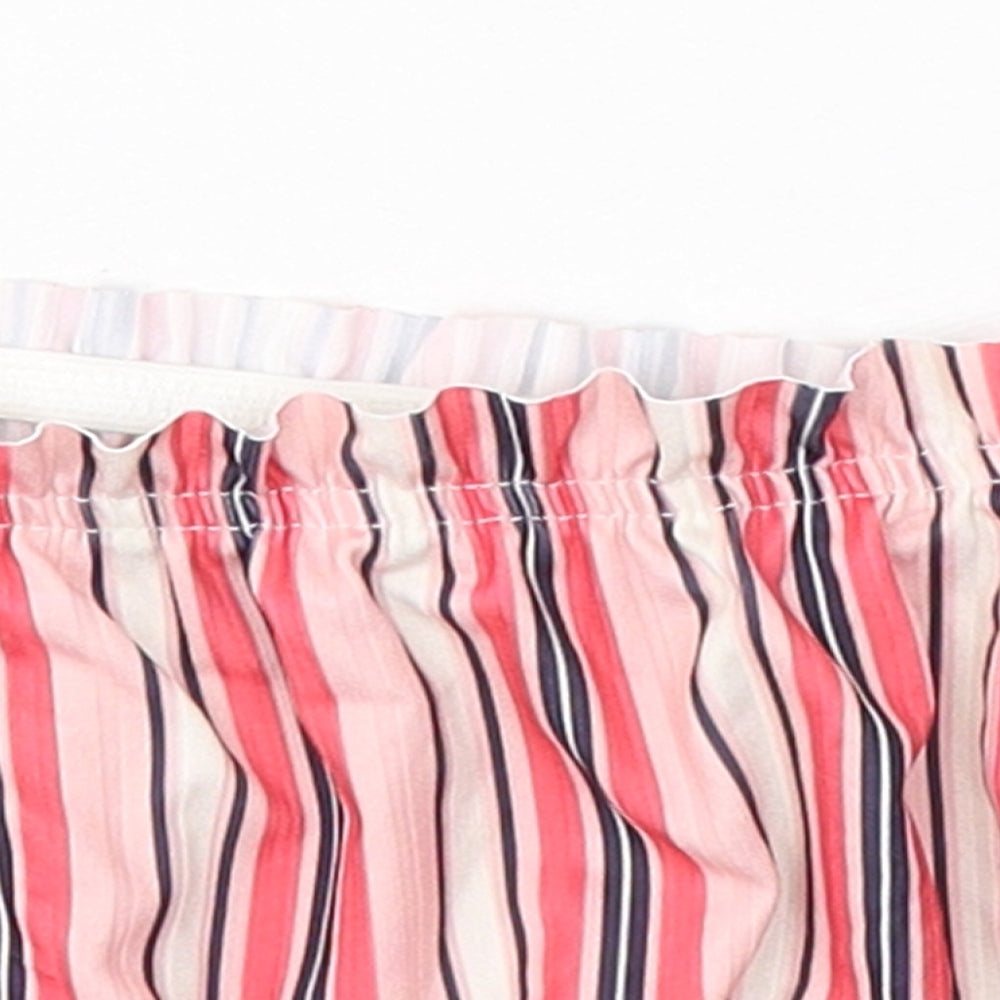 Boohoo Womens Pink Striped Polyester Cropped Blouse Size 8 Off the Shoulder