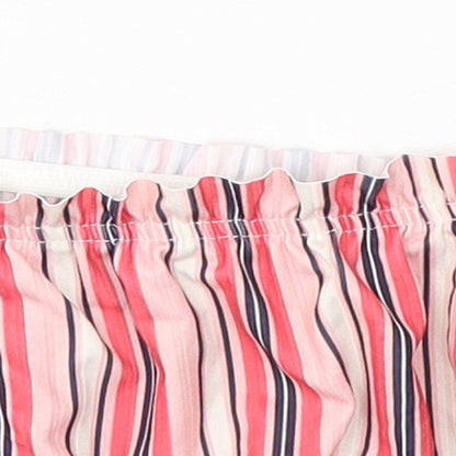 Boohoo Womens Pink Striped Polyester Cropped Blouse Size 8 Off the Shoulder