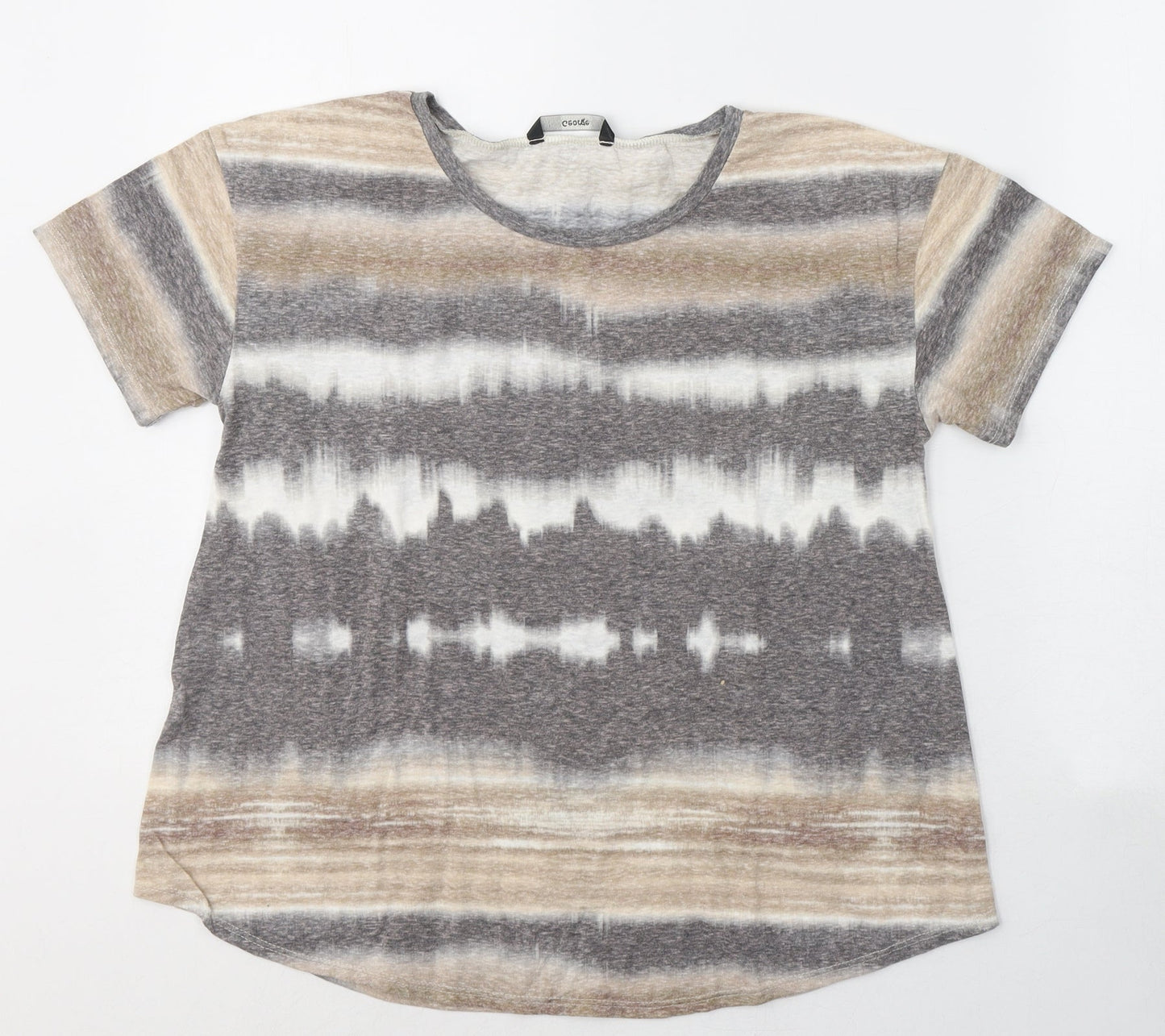 George Womens Brown Striped Cotton Basic T-Shirt Size 8 Round Neck