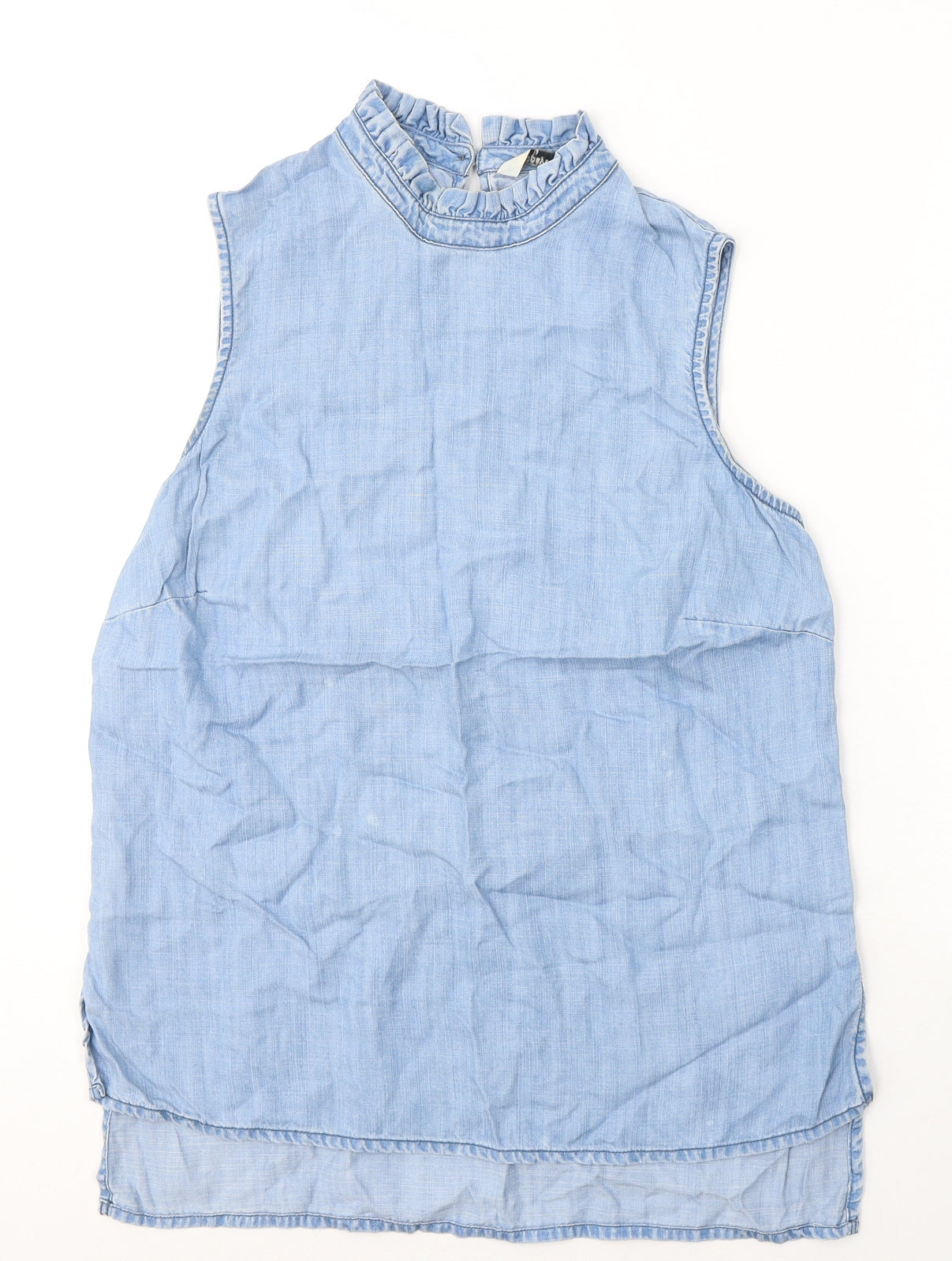 Papaya Womens Blue  Lyocell Tank Dress  Size 10  Round Neck Button