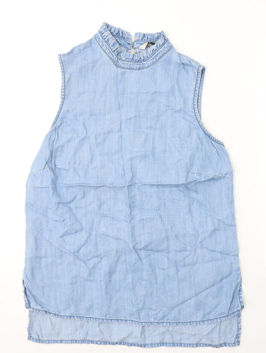 Papaya Womens Blue  Lyocell Tank Dress  Size 10  Round Neck Button