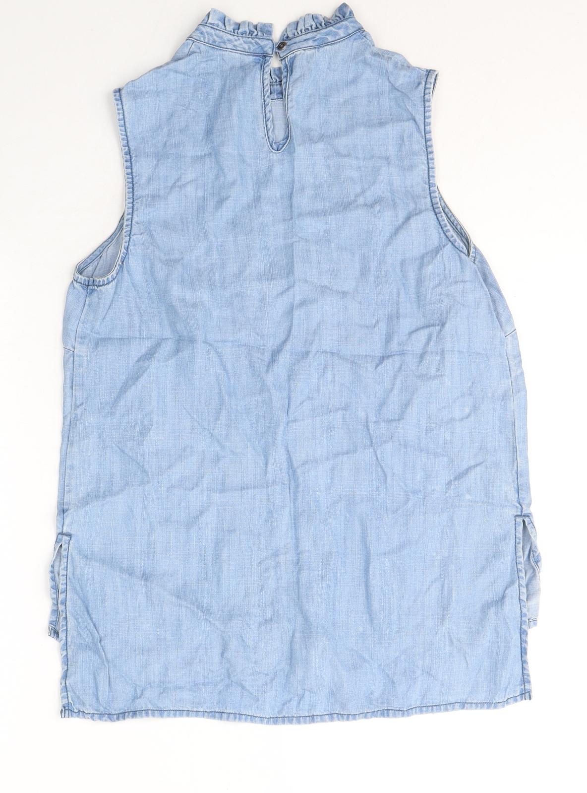 Papaya Womens Blue  Lyocell Tank Dress  Size 10  Round Neck Button