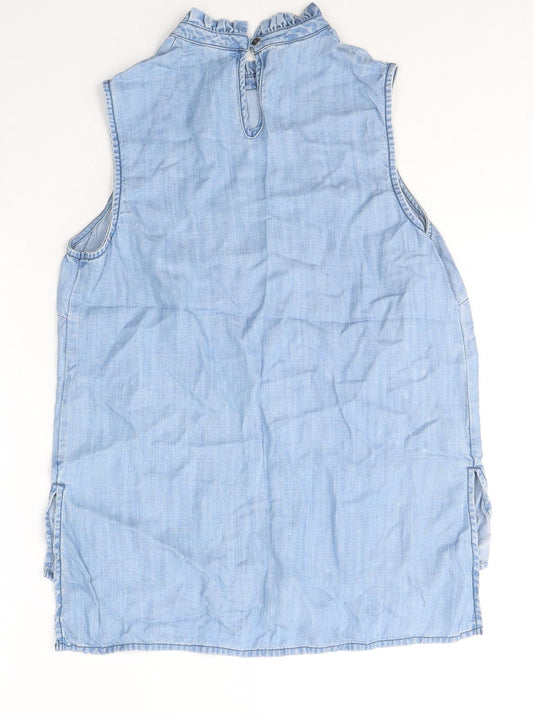 Papaya Womens Blue  Lyocell Tank Dress  Size 10  Round Neck Button