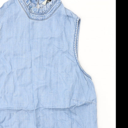 Papaya Womens Blue  Lyocell Tank Dress  Size 10  Round Neck Button