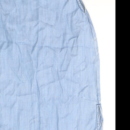 Papaya Womens Blue  Lyocell Tank Dress  Size 10  Round Neck Button