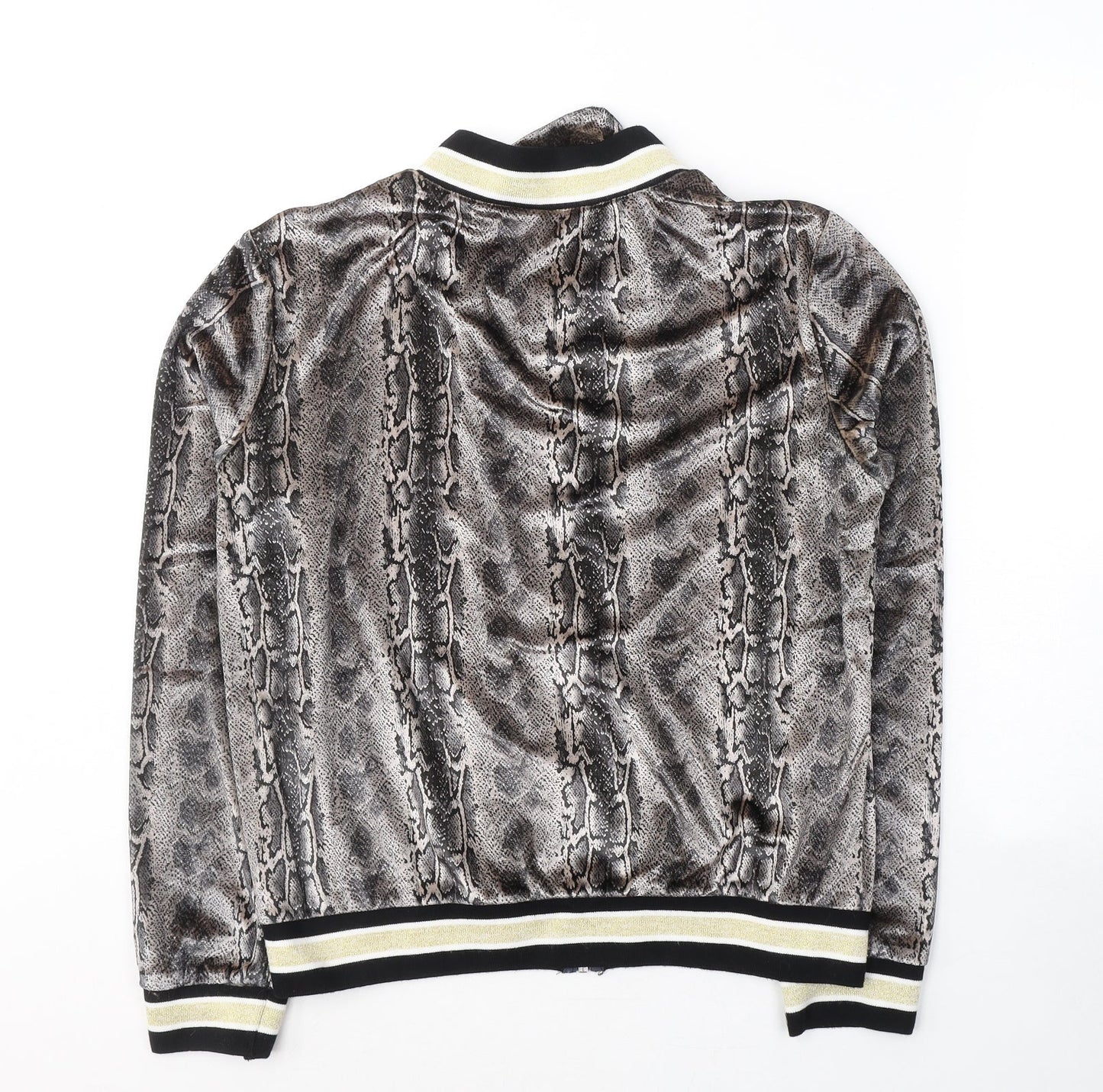 JCL Womens Brown Animal Print Polyester Full Zip Sweatshirt Size M  Zip