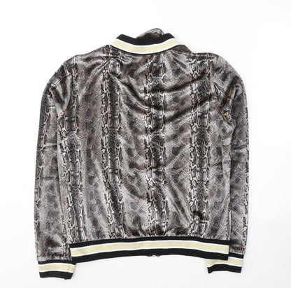JCL Womens Brown Animal Print Polyester Full Zip Sweatshirt Size M  Zip