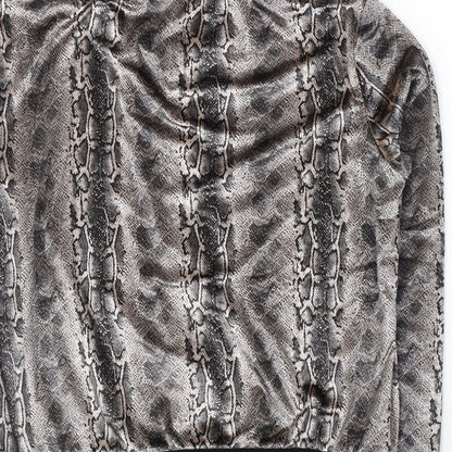 JCL Womens Brown Animal Print Polyester Full Zip Sweatshirt Size M  Zip