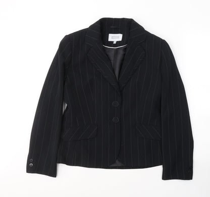 NEXT Womens Black Striped Polyester Jacket Suit Jacket Size 14