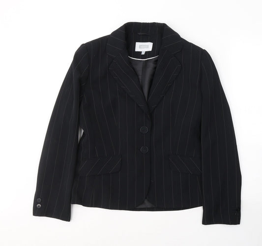 NEXT Womens Black Striped Polyester Jacket Suit Jacket Size 14