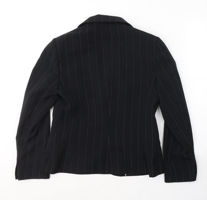 NEXT Womens Black Striped Polyester Jacket Suit Jacket Size 14