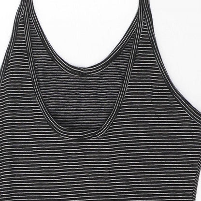 Atmosphere Womens Black Striped Cotton Bodysuit One-Piece Size 12  Button