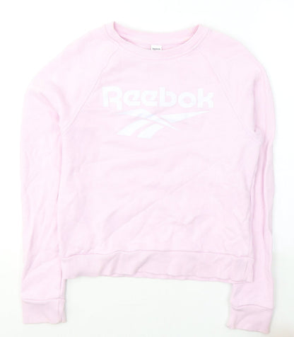 Reebok Womens Pink  Cotton Pullover Sweatshirt Size S  Pullover